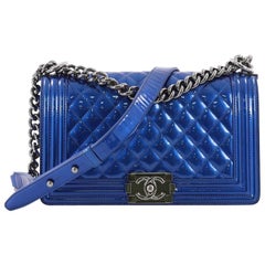 Chanel Boy Flap Bag Quilted Patent Old Medium