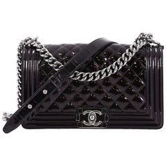 Chanel Boy Flap Bag Quilted Patent Old Medium