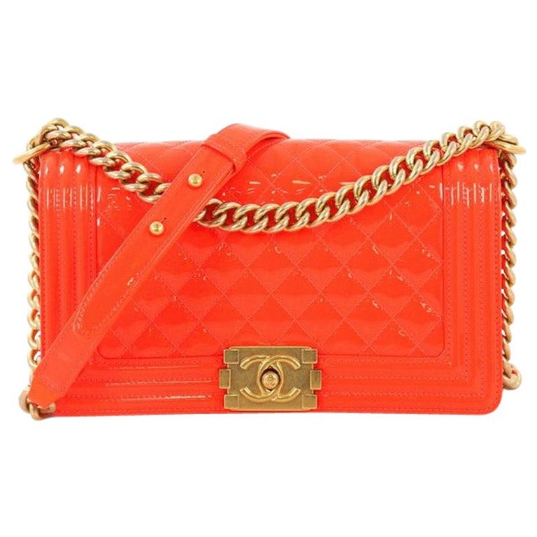 Chanel Boy Flap Bag Quilted Patent Old Medium at 1stDibs