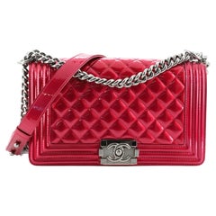 Chanel Boy Flap Bag Quilted Patent Old Medium