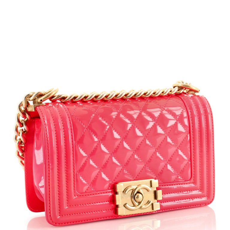 Chanel Boy Flap Bag Quilted Patent Small For Sale at 1stDibs