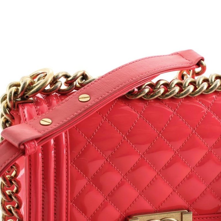 Chanel Boy Flap Bag Quilted Patent Small For Sale at 1stdibs