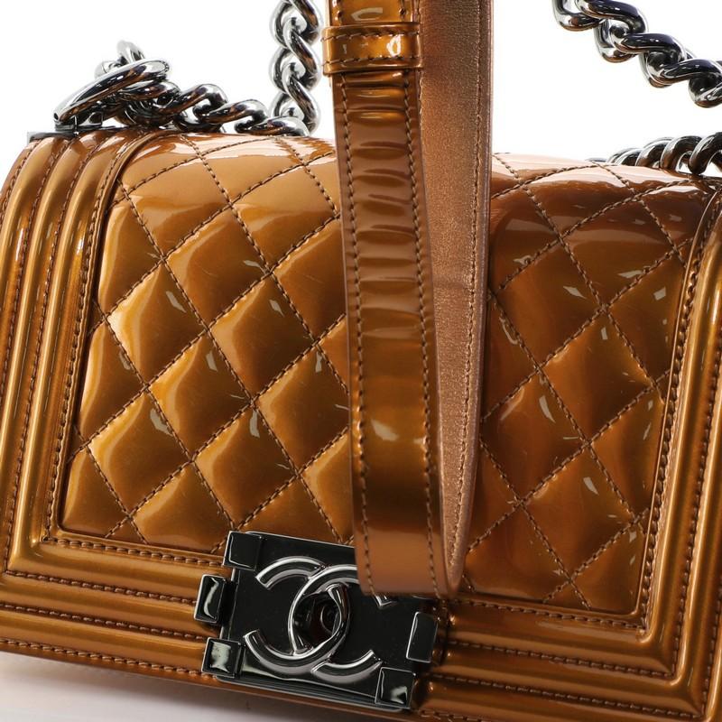  Chanel Boy Flap Bag Quilted Patent Small 4