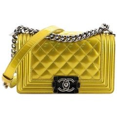 Chanel Boy Flap Bag Quilted Patent Small