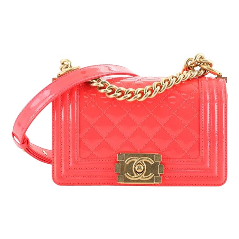 Chanel Boy Flap Bag Quilted Patent Small