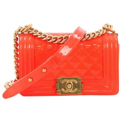 Chanel Boy Flap Bag Quilted Patent Small