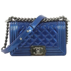 Chanel Boy Flap Bag Quilted Patent Small