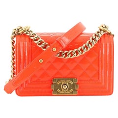 Chanel Boy Flap Bag Quilted Patent Small