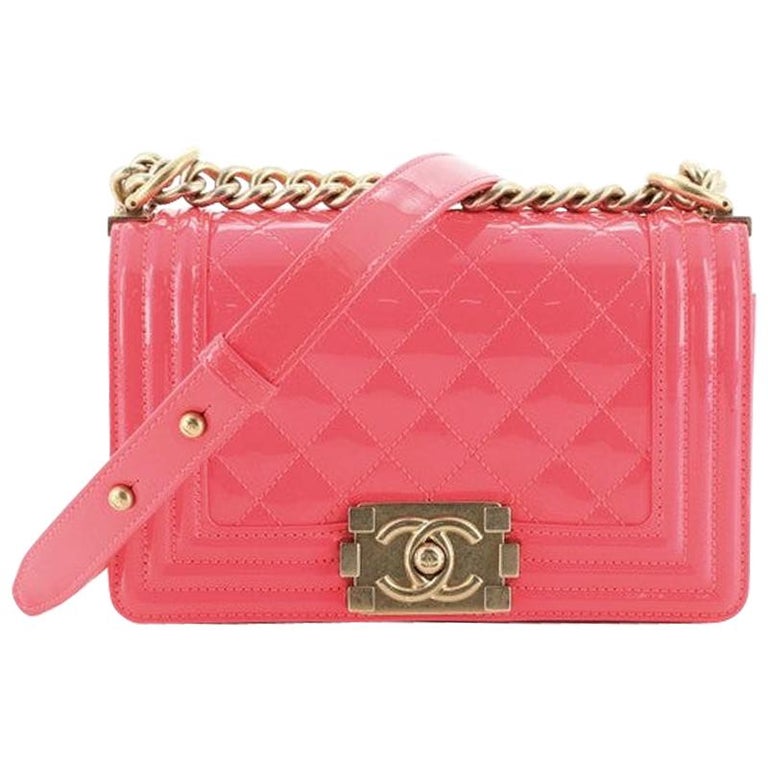 Chanel Boy Flap Bag Quilted Patent Small at 1stDibs