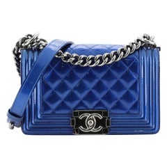 Chanel Boy Flap Bag Quilted Patent Small