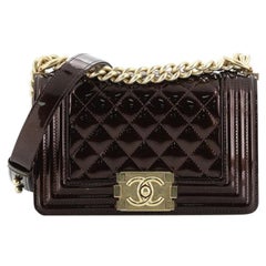 Chanel Boy Flap Bag Quilted Patent Small