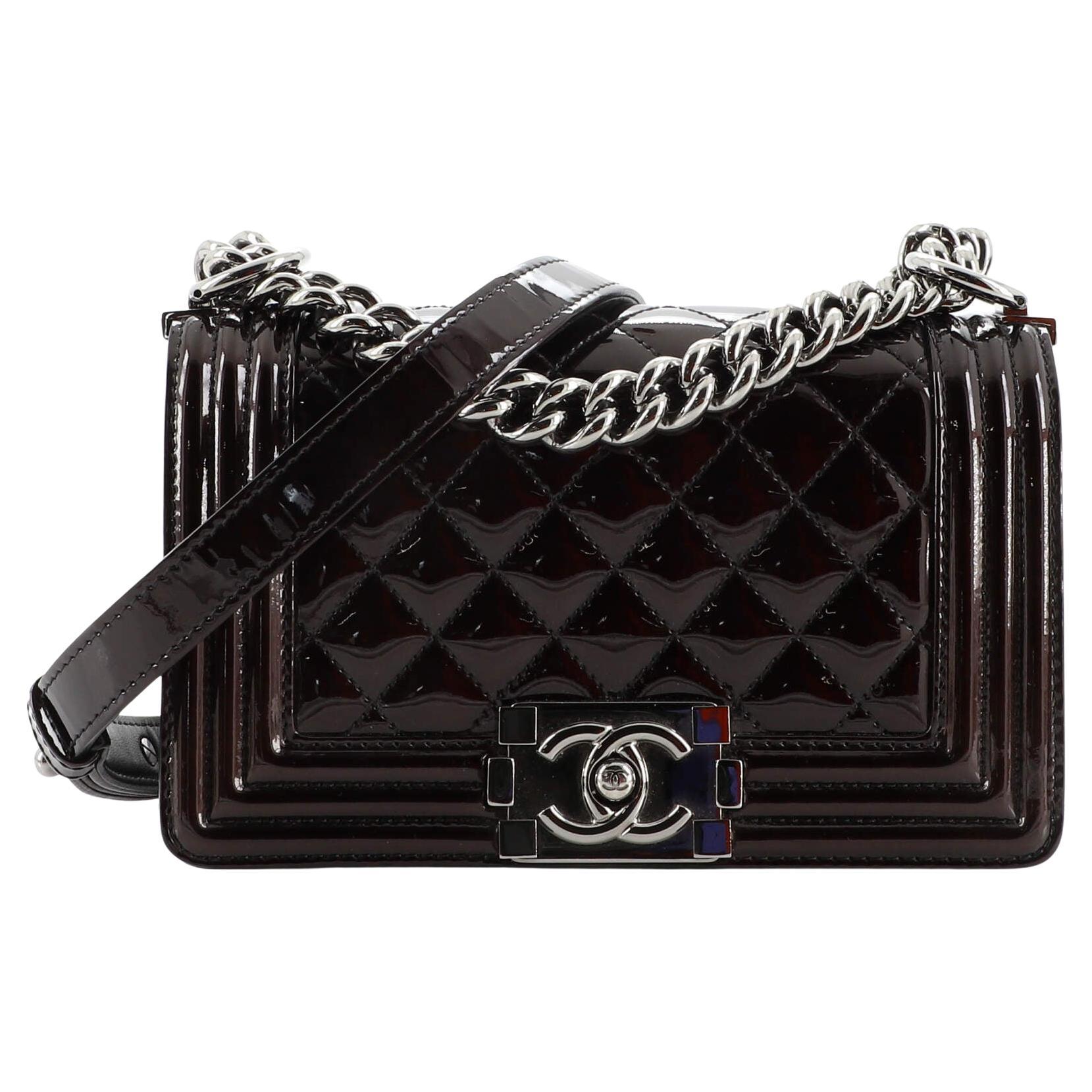 Chanel Boy Flap Bag Quilted Patent Small For Sale at 1stDibs
