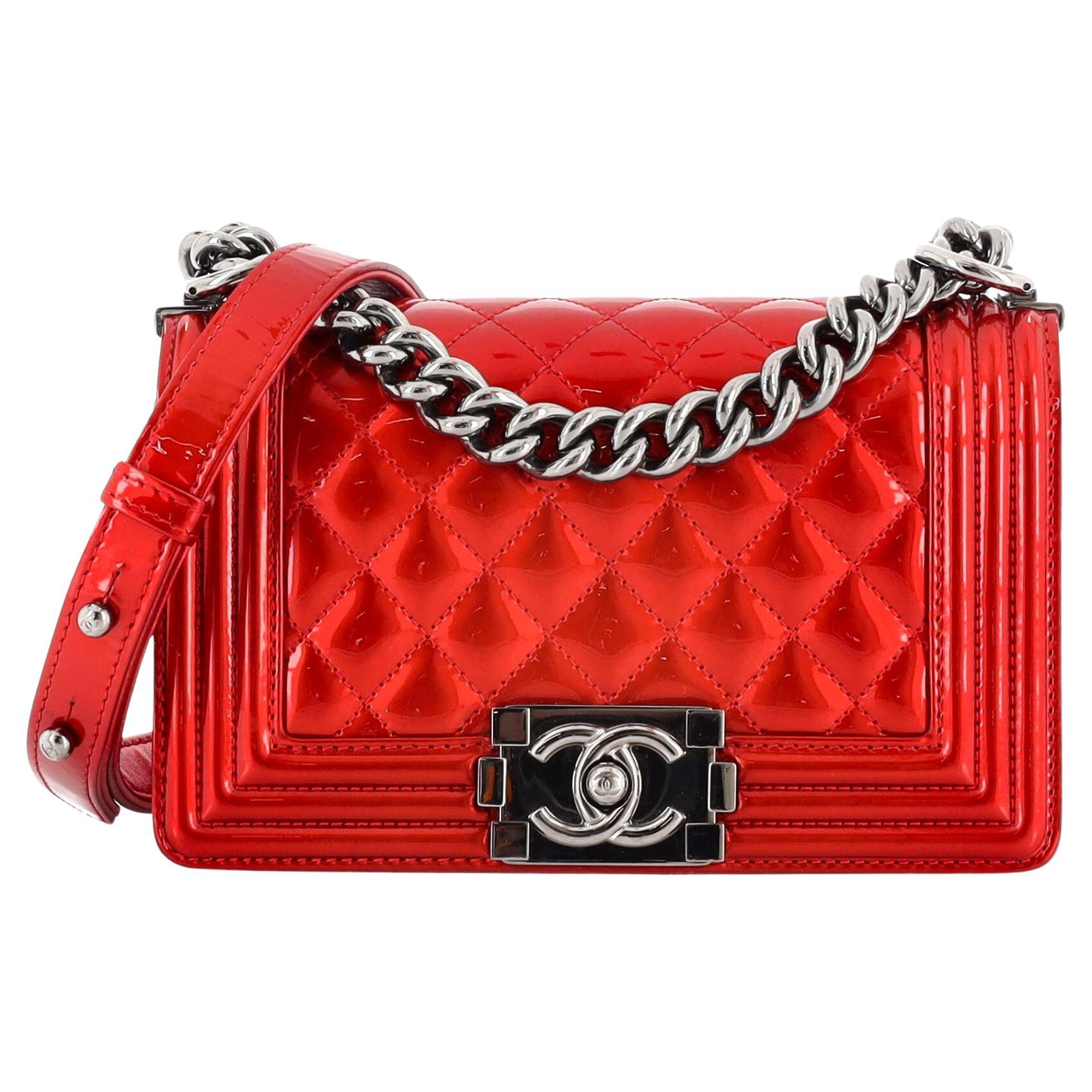 Chanel Boy Flap Bag Quilted Patent Small For Sale at 1stDibs