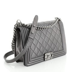 Chanel Boy Flap Bag Quilted Perforated Lambskin New Medium