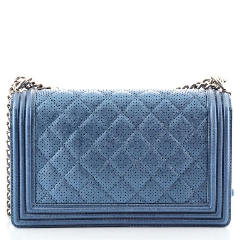 Chanel Boy Flap Bag Quilted Perforated Lambskin New Medium In Good Condition In NY, NY