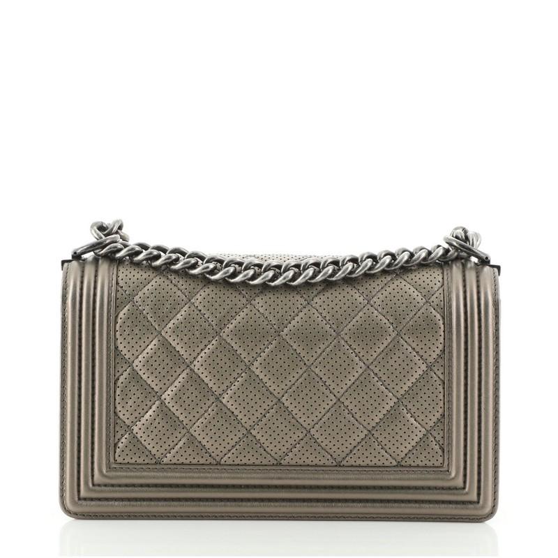 Chanel Boy Flap Bag Quilted Perforated Lambskin Old Medium In Good Condition In NY, NY