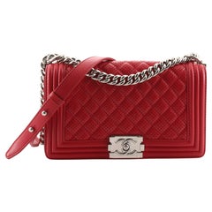 Chanel Boy Flap Bag Quilted Perforated Lambskin Old Medium