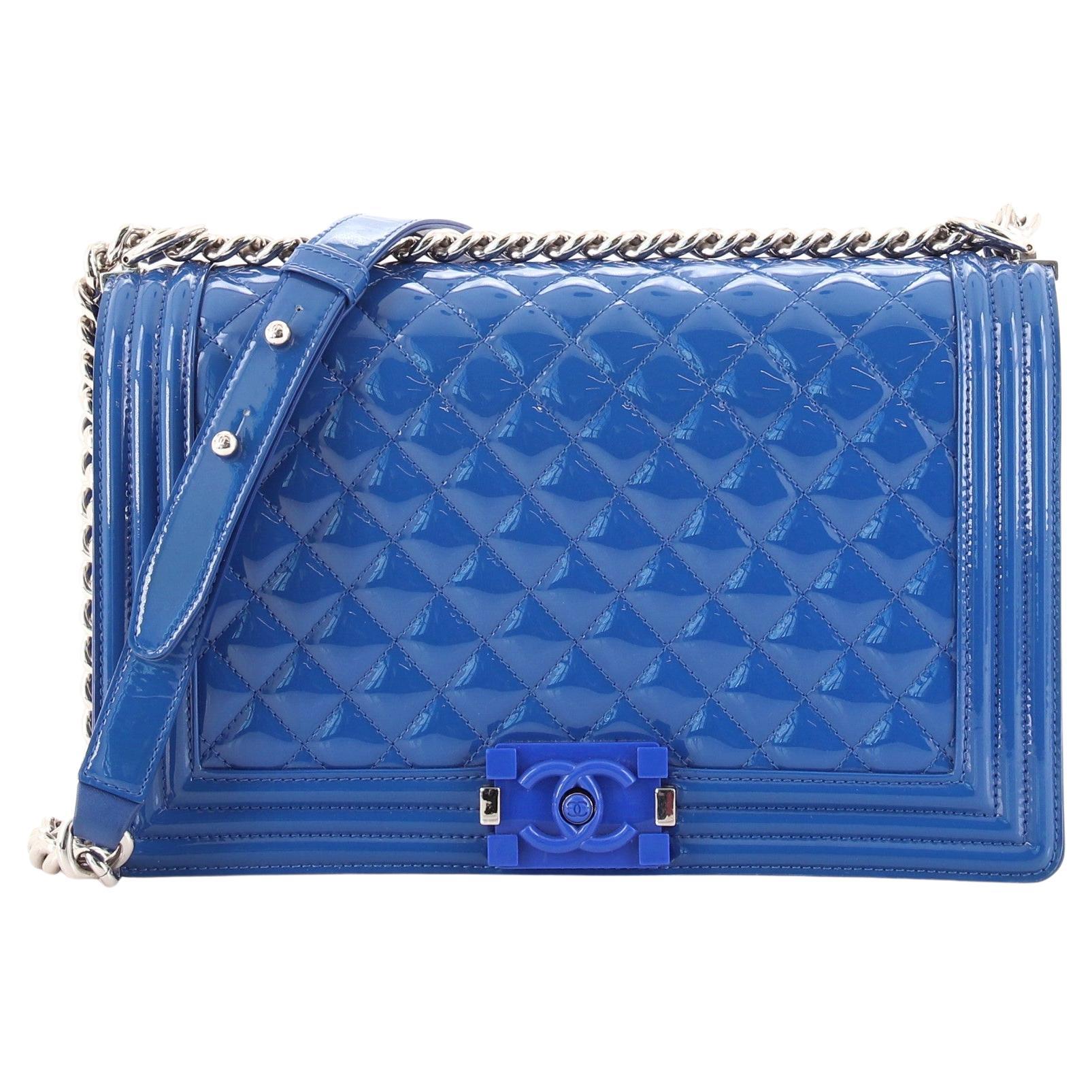 Chanel Boy Flap Bag Quilted Plexiglass Patent New Medium