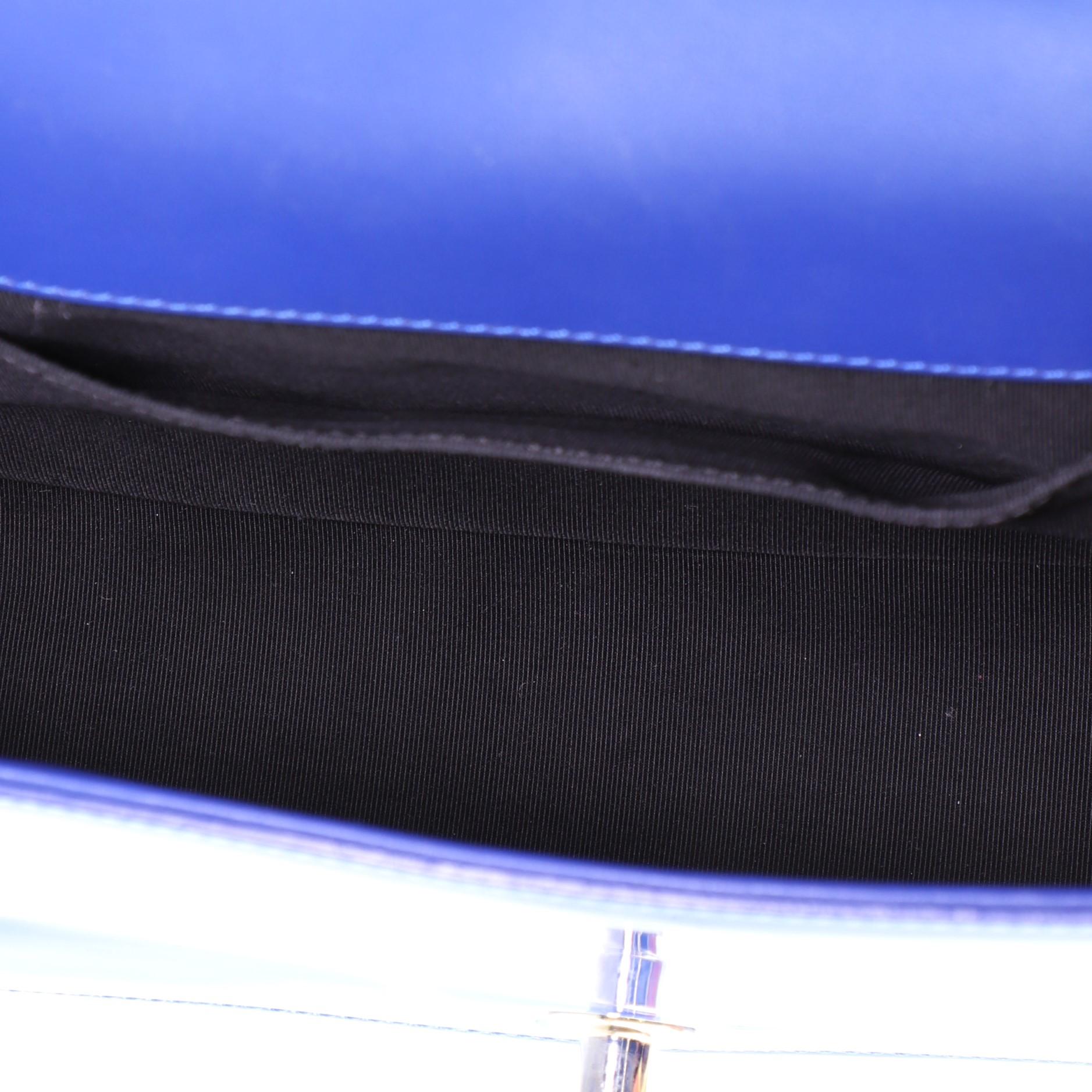 Blue Chanel Boy Flap Bag Quilted Plexiglass Patent Old Medium