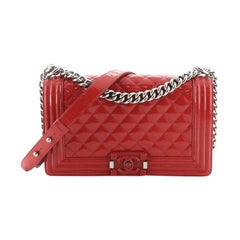 Chanel Boy Flap Bag Quilted Plexiglass Patent Old Medium