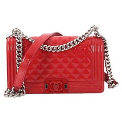 Chanel Boy Flap Bag Quilted Plexiglass Patent Old Medium