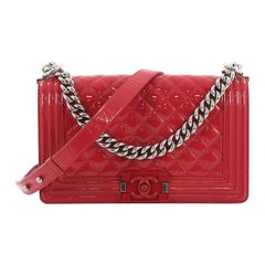 Chanel Boy Flap Bag Quilted Plexiglass Patent Old Medium