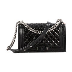Chanel Boy Flap Bag Quilted Plexiglass Patent Old Medium