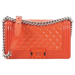 Chanel Boy Flap Bag Quilted Plexiglass Patent Old Medium