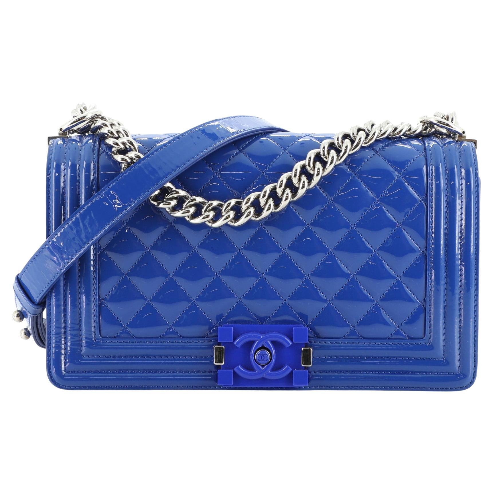 Chanel Boy Flap Bag Quilted Plexiglass Patent Old Medium at