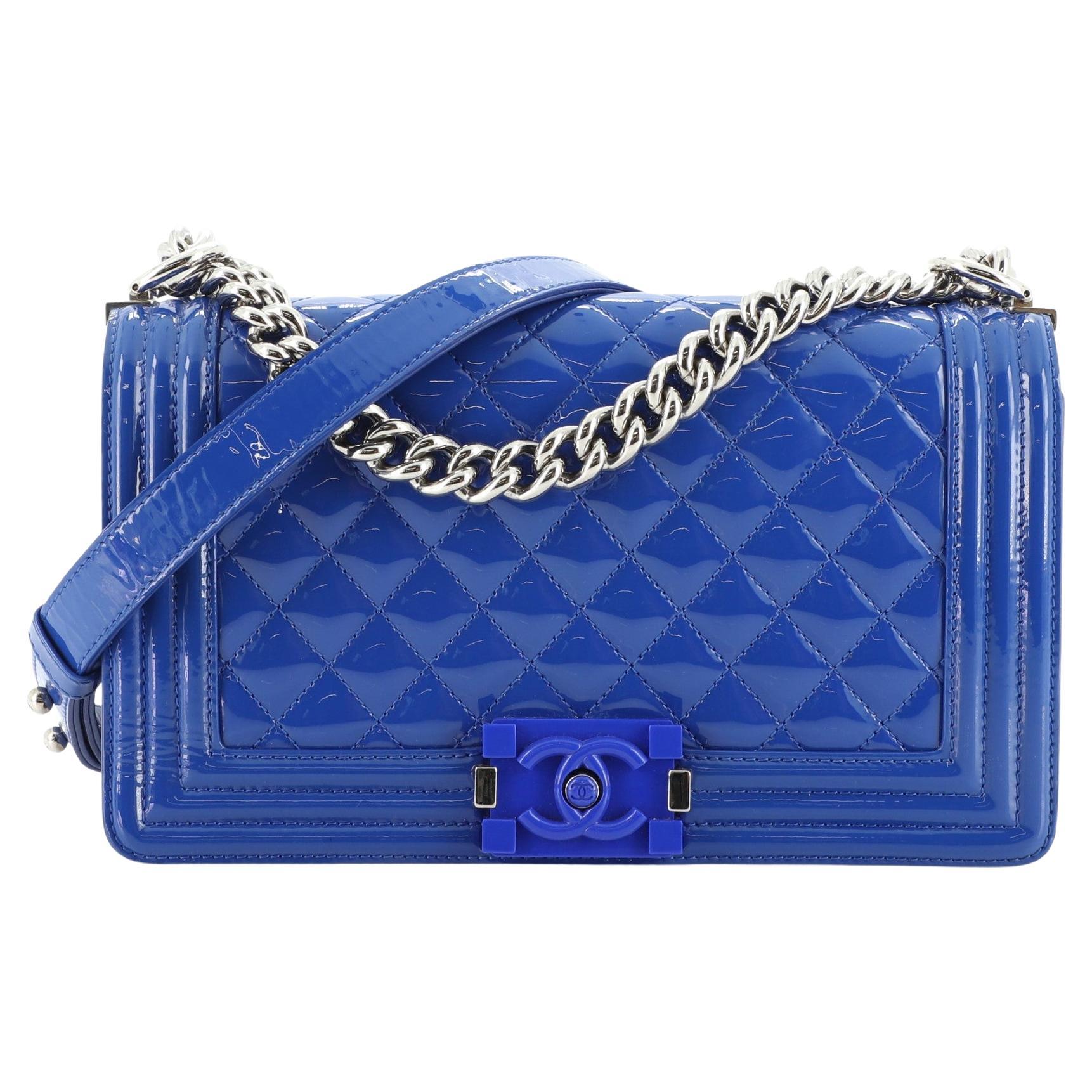 Chanel Boy Flap Bag Quilted Plexiglass Patent Old Medium