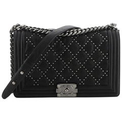 Chanel Boy Flap Bag Quilted Studded Distressed Calfskin New Medium