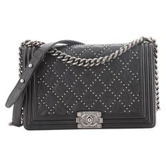 Chanel Boy Flap Bag Quilted Studded Distressed Calfskin Old Medium