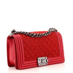 Chanel Boy Flap Bag Quilted Tweed Old Medium