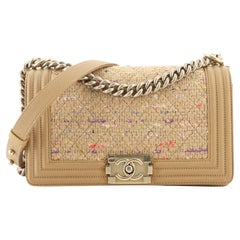 Chanel Boy Flap Bag Quilted Tweed with Caviar Old Medium
