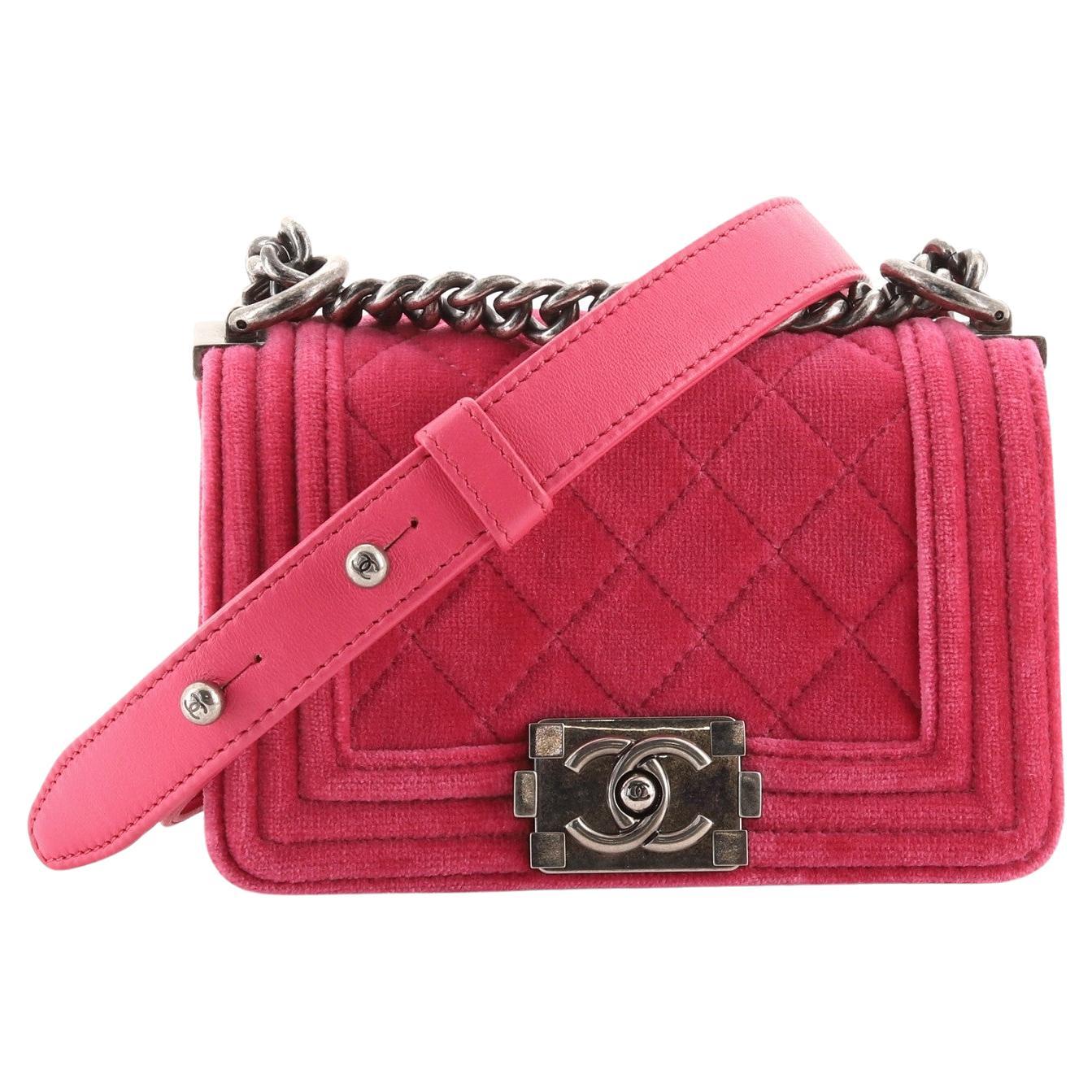 Pink velvet sale chanel luggage