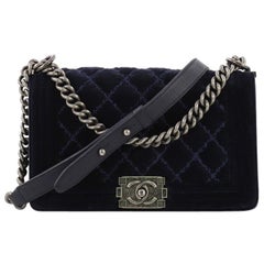 Chanel Boy Flap Bag Quilted Velvet Old Medium
