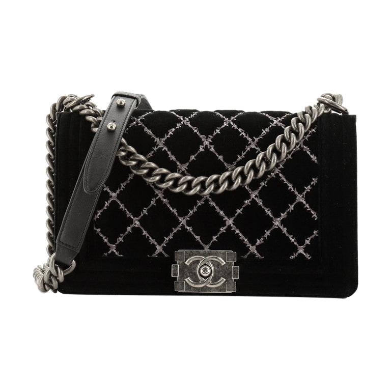 Chanel Boy Flap Bag Quilted Velvet Old Medium at 1stDibs