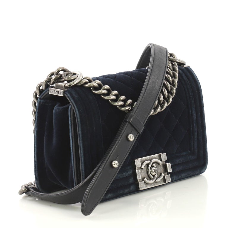 Chanel Boy Flap Bag Quilted Velvet Small at 1stDibs chanel small