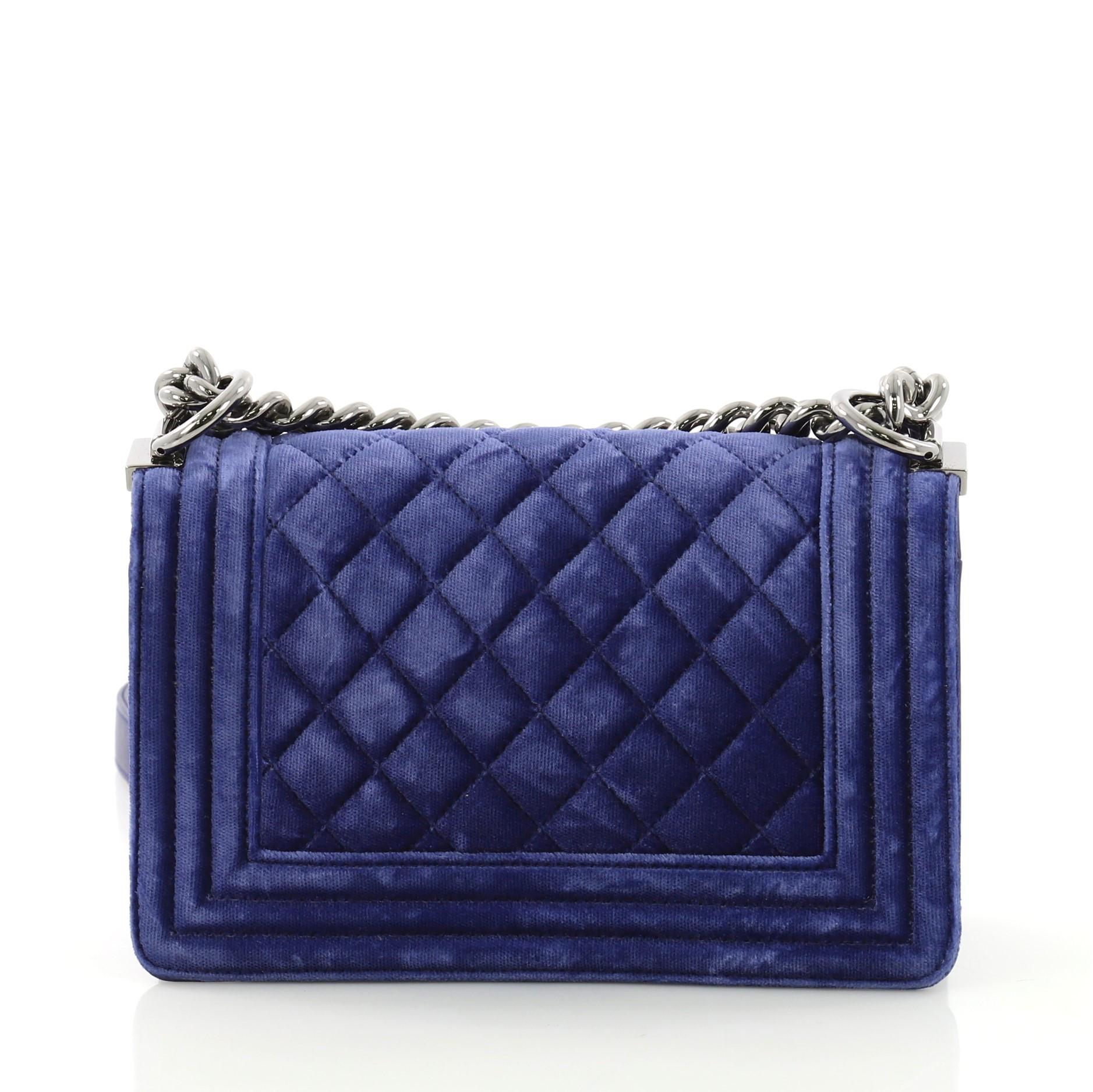 Chanel Boy Flap Bag Quilted Velvet Small In Good Condition In NY, NY