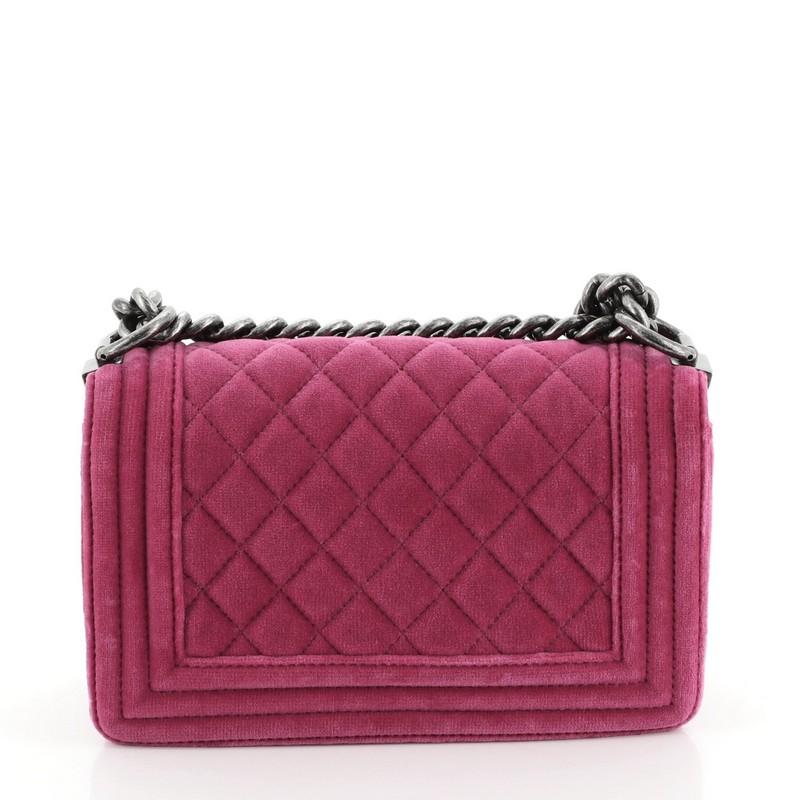 Brown Chanel Boy Flap Bag Quilted Velvet Small