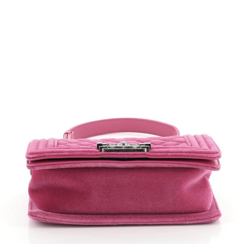 Chanel Boy Flap Bag Quilted Velvet Small In Good Condition In NY, NY