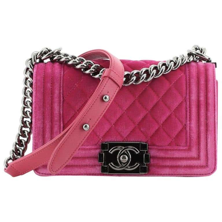 Chanel Boy Flap Bag Quilted Velvet Small at 1stDibs