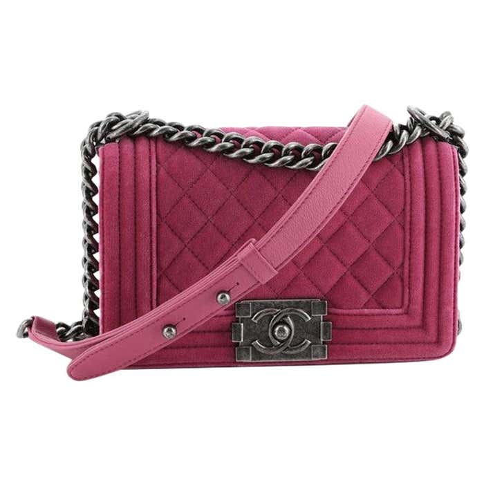 Chanel Boy Flap Bag Quilted Velvet Small at 1stDibs