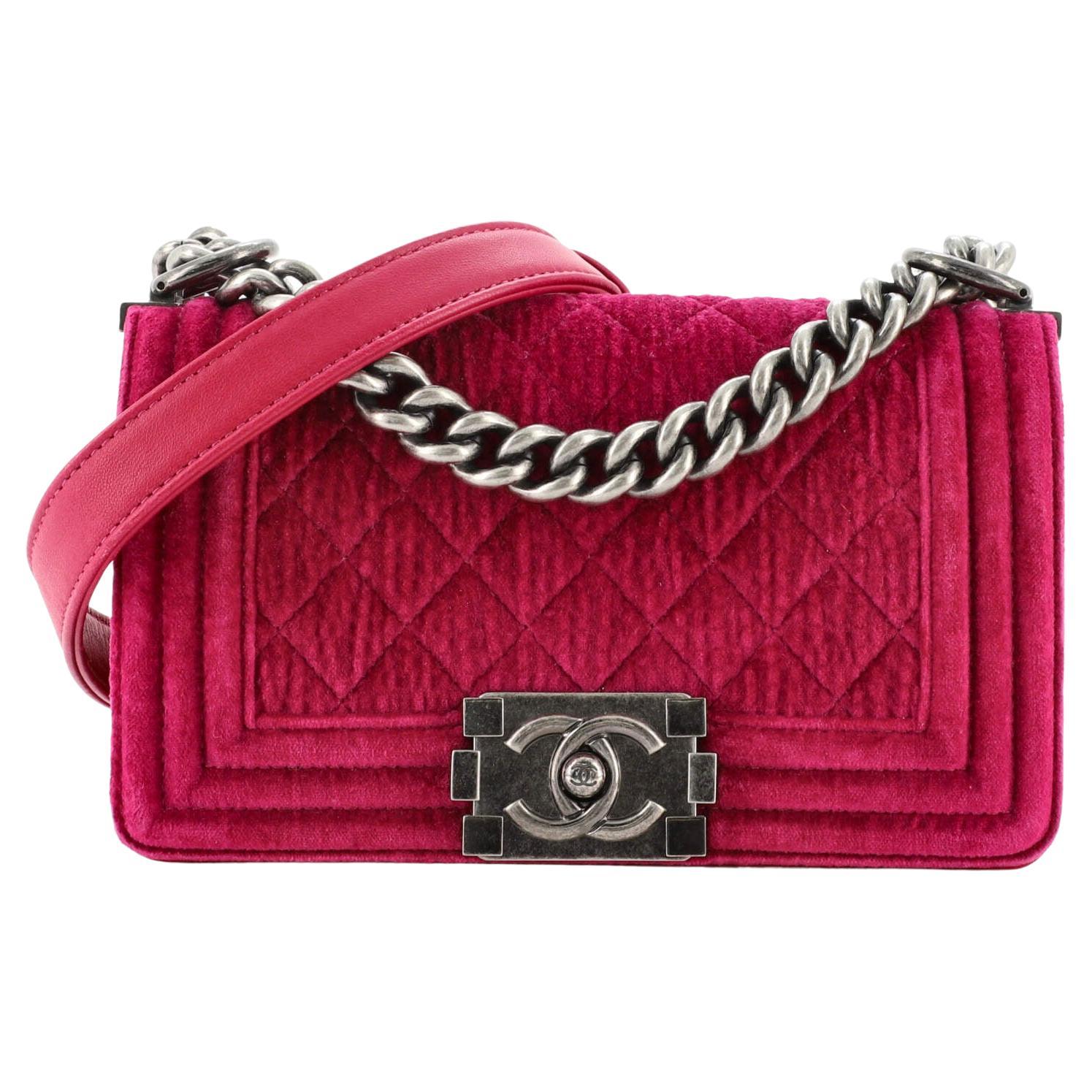 Chanel Boy Flap Bag Quilted Velvet Small