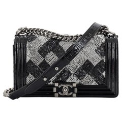 Chanel Boy Flap Bag Sequin with Patent Old Medium