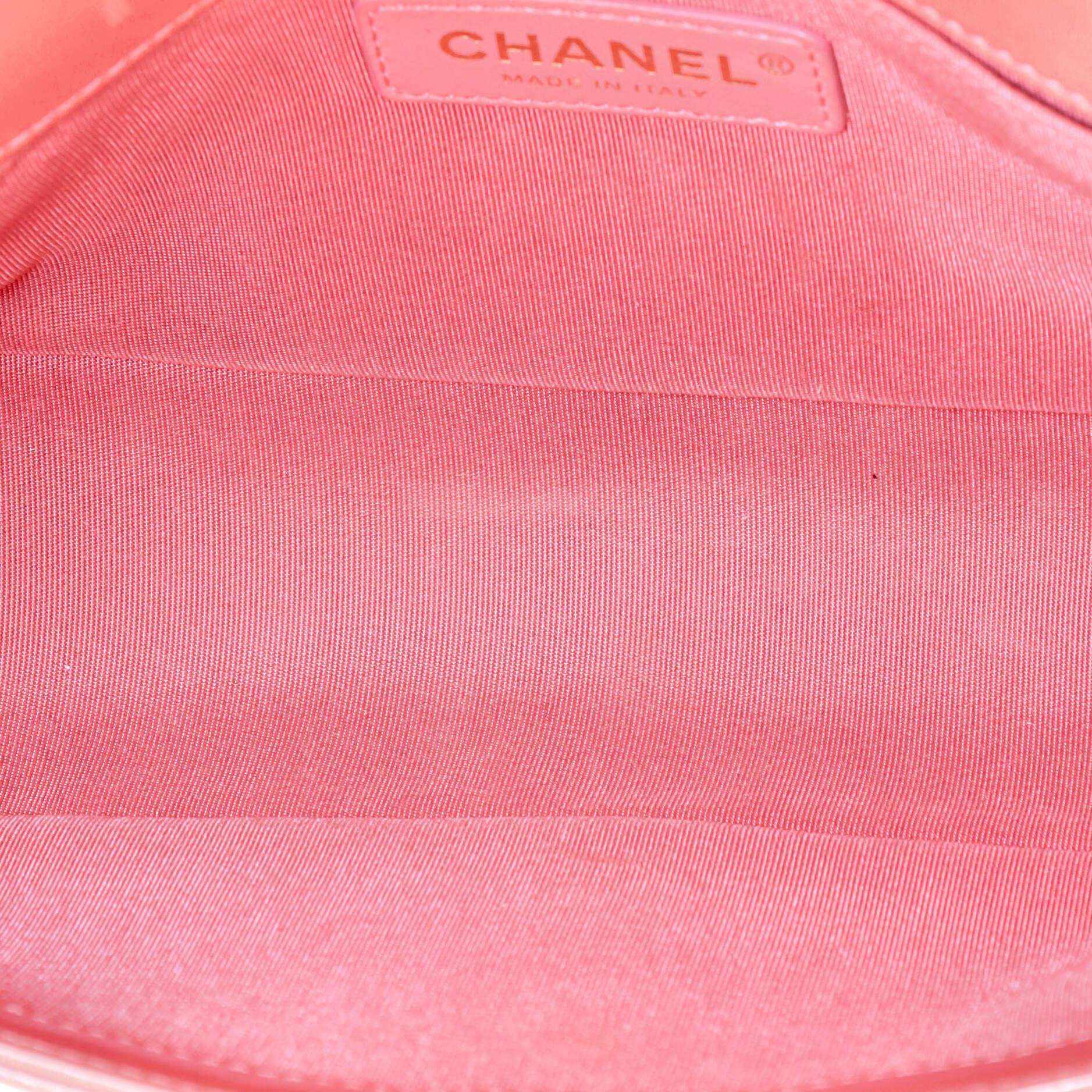 Pink Chanel Boy Flap Bag Shearling with Leather Old Medium