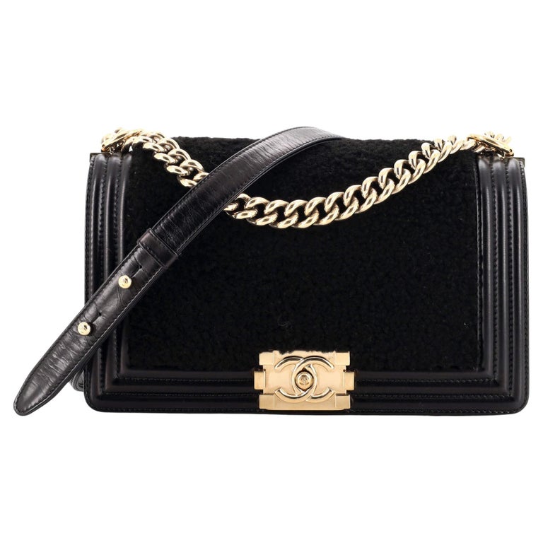 Chanel Boy Flap Bag Shearling with Leather Old Medium at 1stDibs