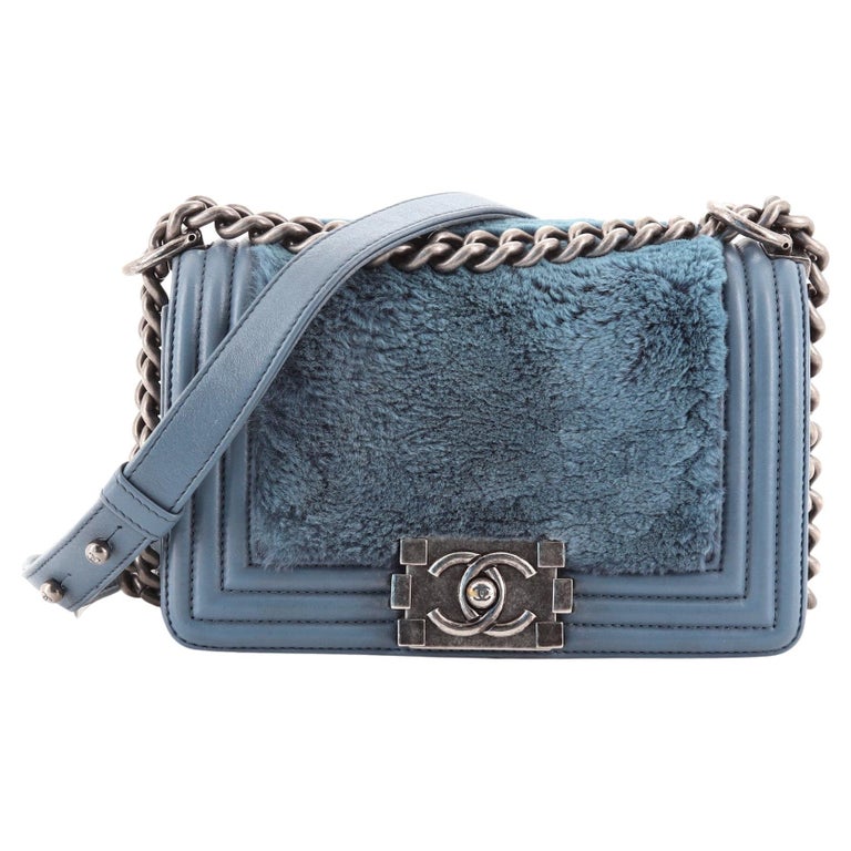 Chanel Boy Flap Bag Shearling with Leather Small at 1stDibs