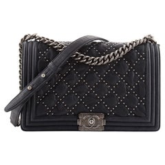 Chanel Boy Flap Bag Studded Quilted Distressed Calfskin New Medium