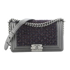 Chanel Boy Flap Bag Tweed and Leather Old Medium